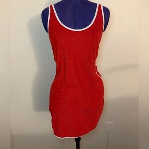 Terry Cloth Casual Red Mini Dress
